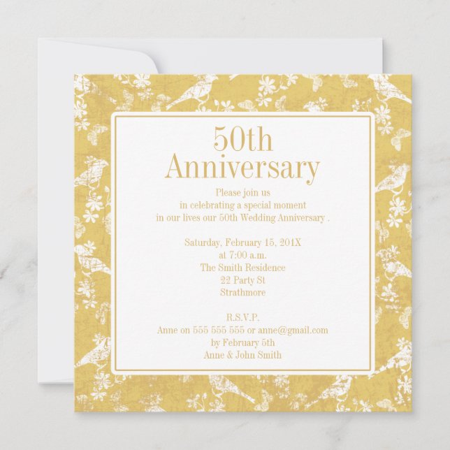 Invitation pour les 50 ans de mariage en forme de  (Devant)