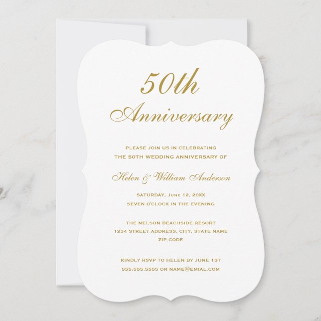 Invitation pour les 50 ans de mariage en or (Devant)