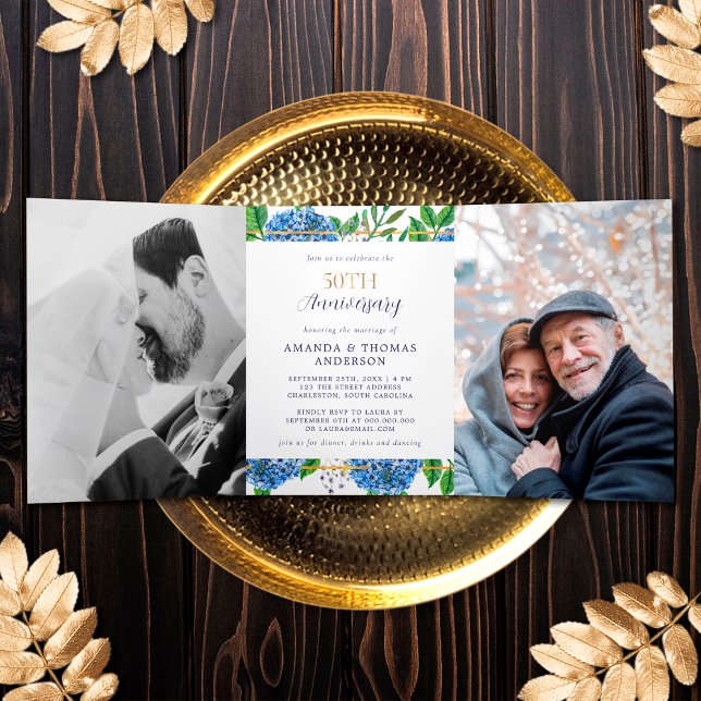 Invitation pour les 50 ans de mariage Hydrangea do (Créateur téléchargé)