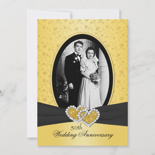 Invitation pour les 50 ans de mariage Joined Heart (Devant)