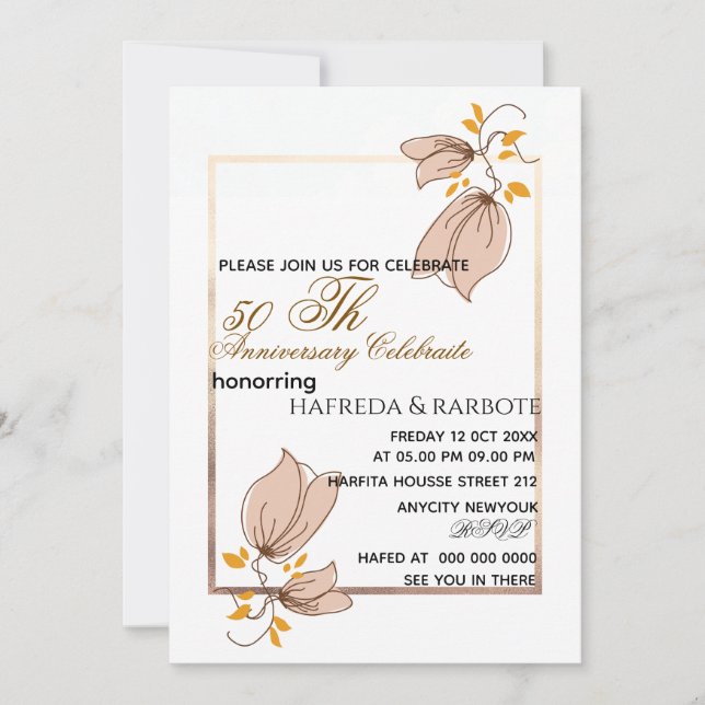 Invitation pour les 50 ans de mariage, Noces de Ve (Devant)