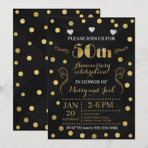 Invitation pour les 50 ans de mariage - Noir & Or