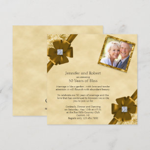 Invitation pour les 50 ans de mariage pailleté or