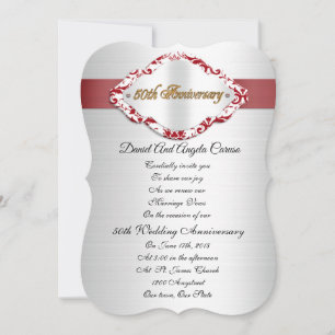 Invitation pour les 50 ans de mariage rouge et bla