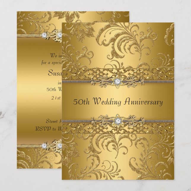 Invitation pour les 50 ans de mariage Tourbillon F (Devant / Derrière)