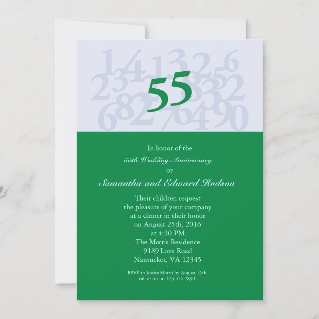 Invitation pour les 55 ans de mariage de rubis (Devant)