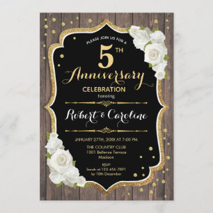 Invitation pour les 5 ans - Bois Rustique Or