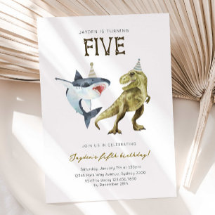 Invitation pour les 5 ans de Shark & Dino, Fête de