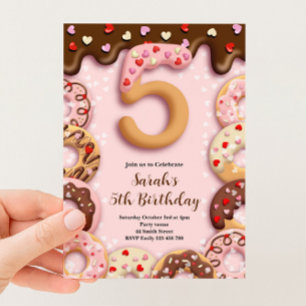 Invitation pour les 5 ans des Donut Birthday Girls