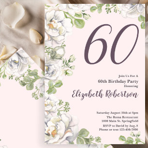 Invitation pour les 60 ans avec des pivoines flora