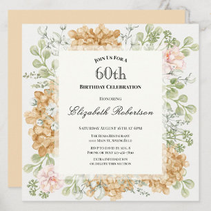 Invitation pour les 60 ans dans des couleurs autom