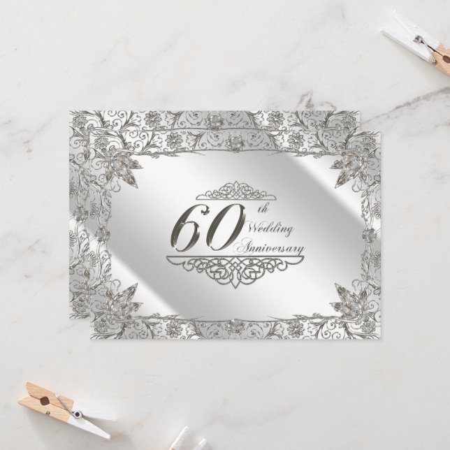 Invitation pour les 60 ans de mariage diamant Flou (Devant/Arrière en situation)