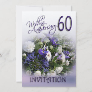 Invitation pour les 60 ans de mariage Fleurs bleue