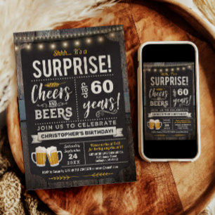Invitation pour les 60 ans Surprise Cheers and Bee