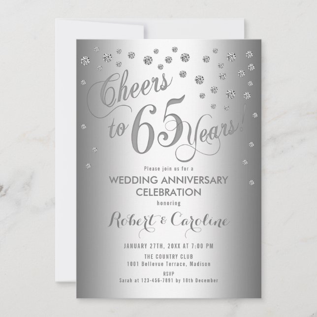 Invitation pour les 65 ans de mariage - Argent Bla (Devant)
