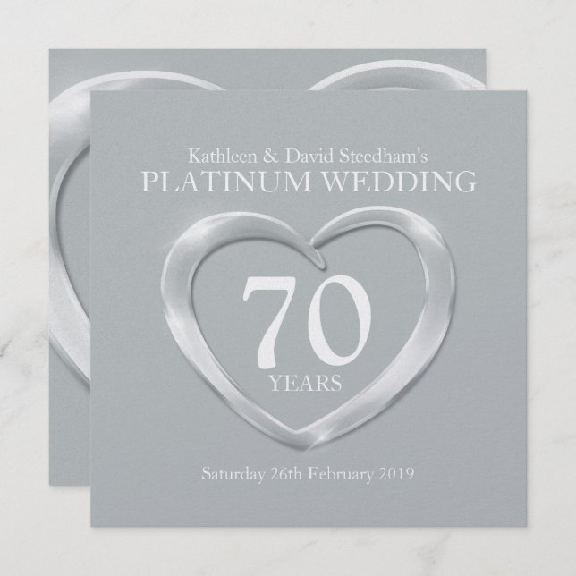 Invitation pour les 70 ans de mariage en forme de  (Devant / Derrière)