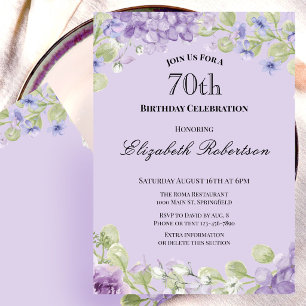 Invitation pour les 70 ans Élégante Fleur Violette