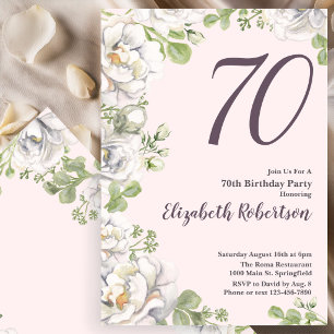 Invitation pour les 70 ans Fleurs de Pivoines Rose