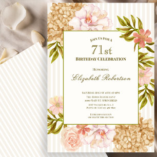 Invitation pour les 71 ans : Élégantes Fleurs d'Au
