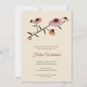Invitation pour les 75 ans avec tige de Coneflower