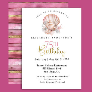 Invitation pour les 75 ans Pretty Pink Seashell an