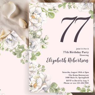 Invitation pour les 77 ans avec des pivoines flora
