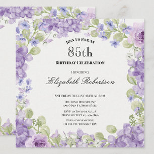 Invitation pour les 85 ans Élégante Fleur Violette