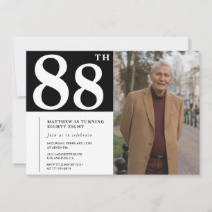Invitation pour les 88 ans avec photo en noir et b