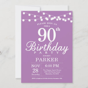 Invitation pour les 90 ans Violet Lilas Lavande