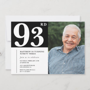 Invitation pour les 93 ans d'hommes en photo noir 