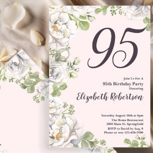 Invitation pour les 95 ans Fleurs de pivoines rose