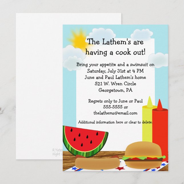 Invitation pour les amateurs de cuisine (Devant / Derrière)