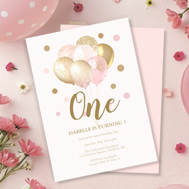 Invitation Pour les enfants 1er anniversaire fête des ballons (Créateur téléchargé)