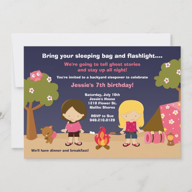 Invitation pour les filles à la fête d'anniversair (Devant)