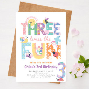 Invitation pour les trois ans d'une fille, Trois f