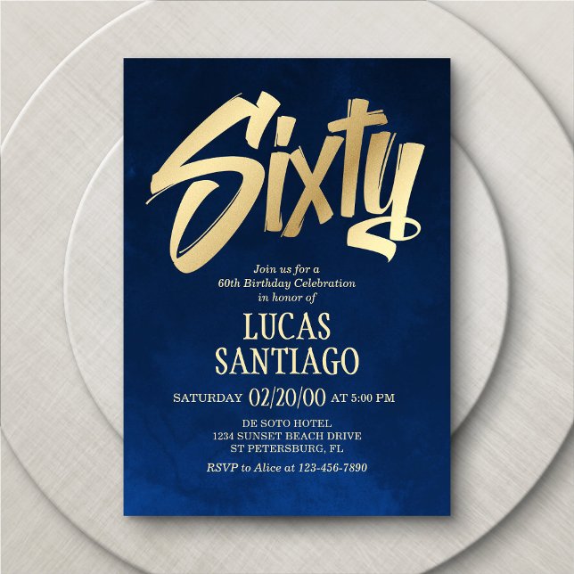 Invitation pour l'or de la marine masculine 60e an (Créateur téléchargé)