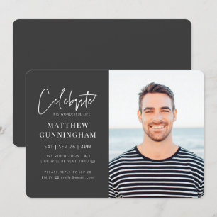 Invitation Pour lui Célébration virtuelle de la vie Photo mod