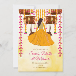 Invitation pour Mehndi Digital Dholki, invitation 