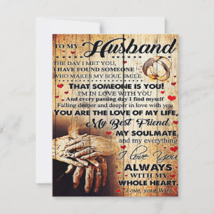Invitation Pour mon mari Design   Cadeau de lettre d'amour po