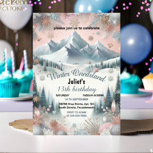 Invitation pour neige de fille bleue Winter Onederland 13e an
