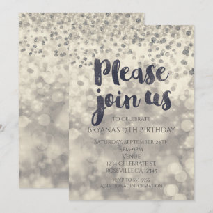 Invitation pour toute fête avec confettis scintill