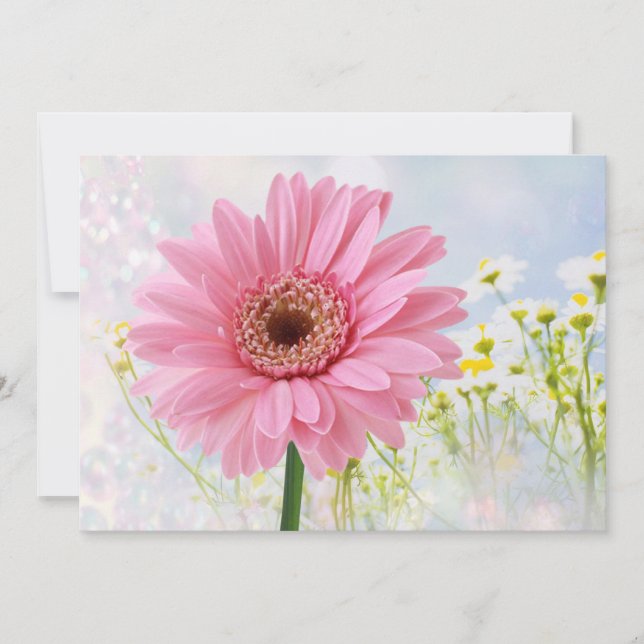 Invitation pour toute occasion avec gerbera rose (Devant)