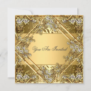Invitation pour toutes les fêtes Or sur Or