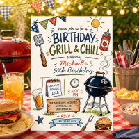 Invitation pour un anniversaire Grill & Chill BBQ