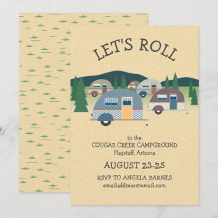 Invitation pour un camping en caravane en forme de
