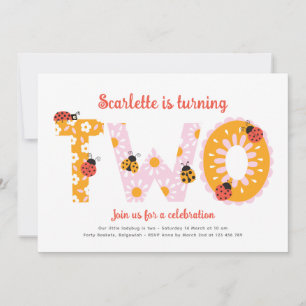 Invitation pour un deuxième anniversaire, fleurs c