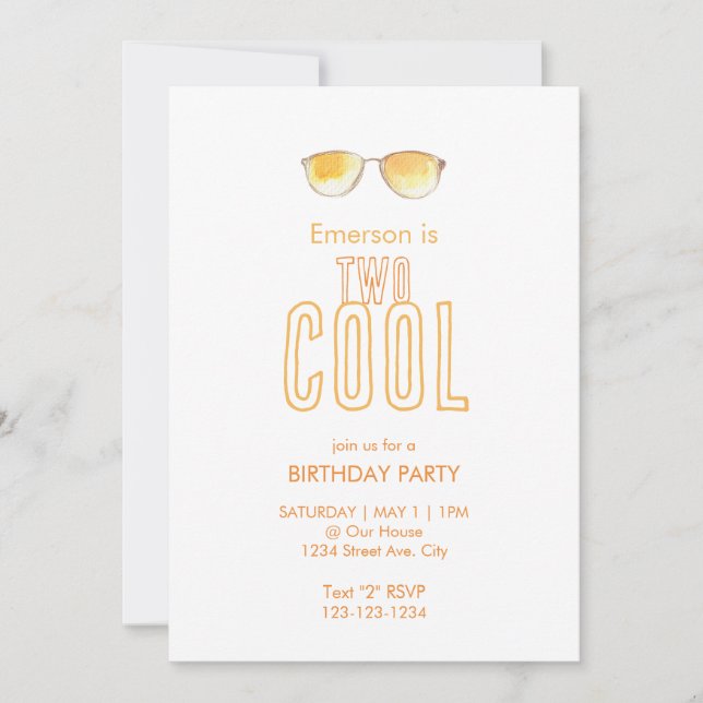 Invitation pour un deuxième anniversaire Two Cool (Devant)