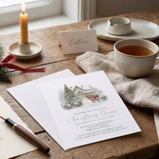 Invitation pour un dîner de Noël dans un chariot d