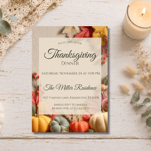 Invitation pour un dîner de Thanksgiving automnal