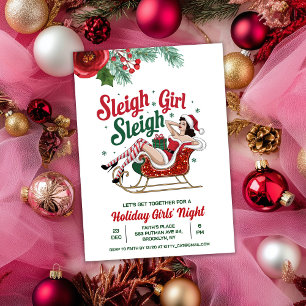 Invitation pour un Noël de fille en traîneau
